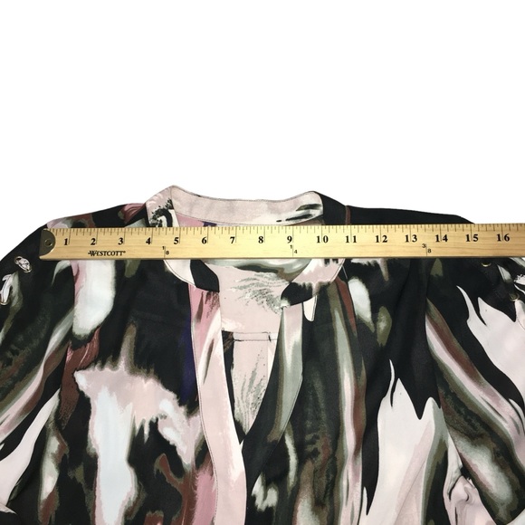 Jennifer Lopez  Multicolor Water Color Laced Sleeves Hi Lo Top - Women’s Small - Picture 5 of 16